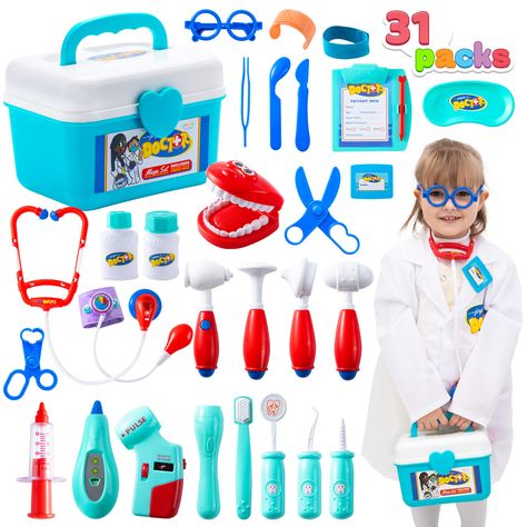 Kids Doctor Kit, Doctor Role Play, Kids Pretend Play Toys, Role Play Costume, Toddler Boy Gifts, Playing Doctor, Kids Pretend Play, Kids Holiday Gifts, Holiday Toys