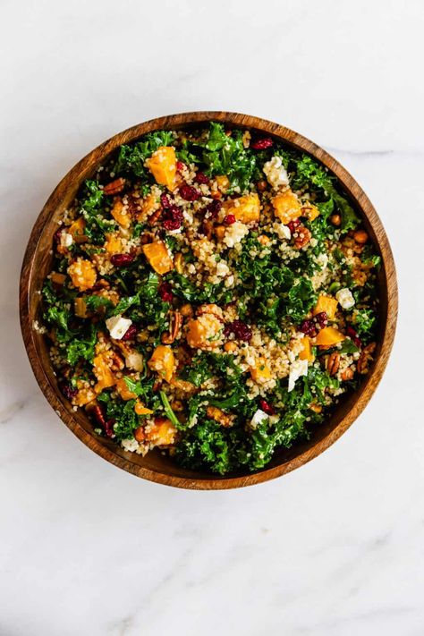 Butternut Squash Kale Salad Roasted Butternut Squash Kale Salad, Squash Kale Salad, Butternut Squash Salad Recipes, Kale Butternut Squash, Butternut Squash Bacon, Grain Free Dinner, Bacon Kale, Butternut Squash Kale, Butternut Squash Curry