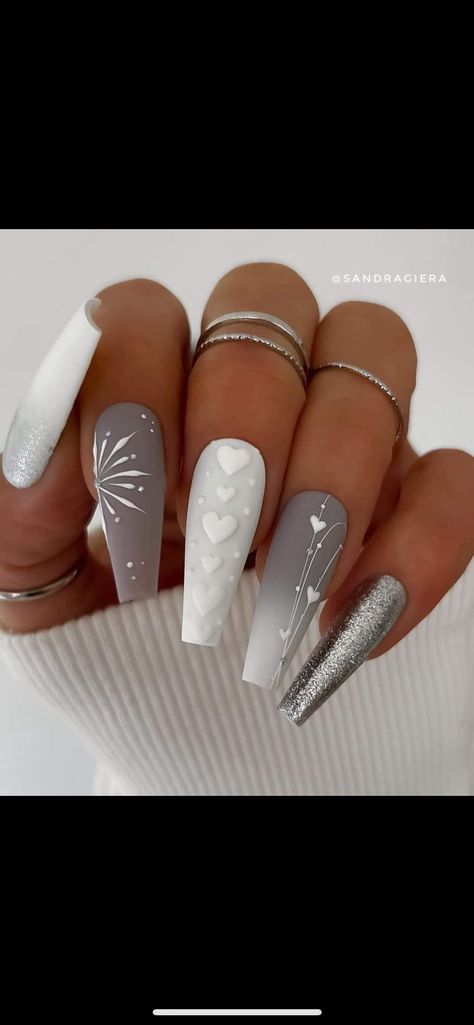 Nail Festive, Valentine Nails, Winter Nails Acrylic, Unique Acrylic Nails, Acrylic Nails Coffin Short, Short Acrylic Nails Designs, New Year's Nails, Coffin Nails Designs, Fancy Nails