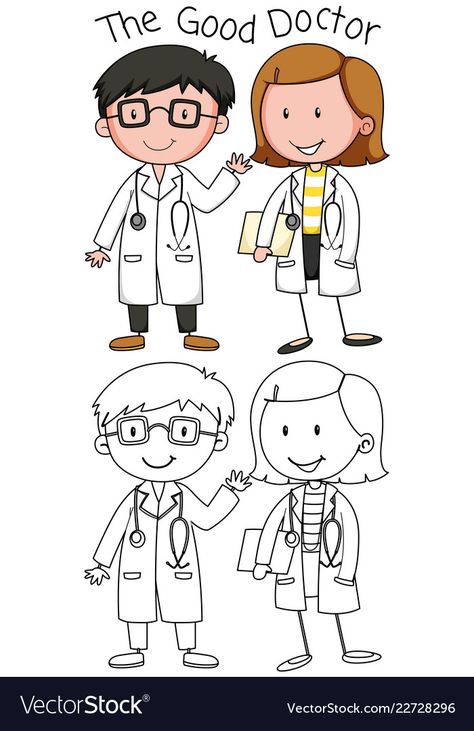 Doctor Character, Doctor Drawing, Doodle People, Doctor For Kids, Easy Animal Drawings, Doodle Quotes, Animal Doctor, Scrapbook Pictures, Character Vector