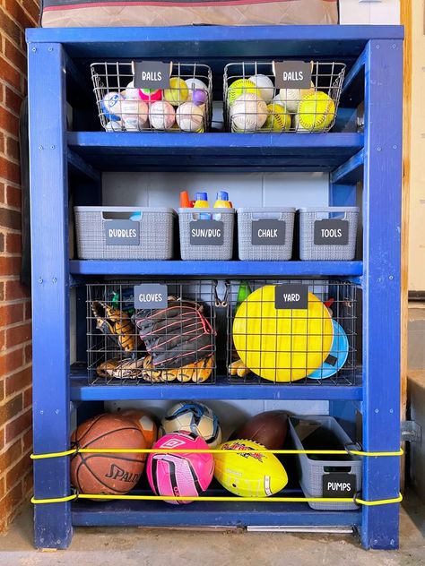 Garage organization: The new system we set up to organize our sports equipment, yard toys and games, bags and picnic supplies, stroller, Lego Area, Organization Ideas For Small Spaces, Ikea Bins, Preschool Planner, Diy Organization Ideas, Tiny Pantry, Dress Up Stations, Picnic Supplies, Nursery Nook