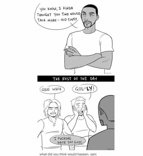 Marvel Bucky Barnes Steve Rogers Sam Wilson Fanart Funny Marvel Memes, Marvel Images, Dc Memes, Avengers Memes, Avengers Infinity, Marvel Jokes, Avengers Funny, Marvel Fan, Marvel Funny