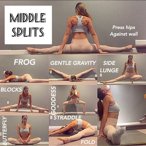 743 Likes, 7 Comments - sophia ️ (@sophiayogi) on Instagram: “MIDDLE SPLITS Stretches and poses that help to achieve the middle splits. I have very tight…” Do Splits, Dancing Tips, Dance Stretches, Motivație Fitness, Gymnastics Stretches, Flexibility Dance, Cheer Workouts, How To Do Splits, Latihan Yoga