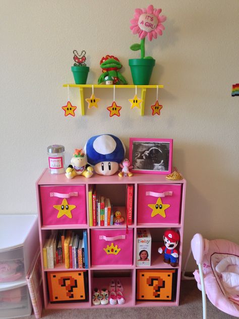 Our Princess Peach themed nursery. Bedroom Ideas Peach, Simple Bedroom Ideas, Super Mario Room, Peach Rooms, Peach Bedroom, Peach Nursery, Mario Room, Peach Decor, Best Baby Blankets