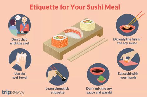 How to Eat Sushi: Basic Japanese Sushi Etiquette Sushi Etiquette, Japanese Etiquette, Sushi Recipes Homemade, Eating Sushi, Tokyo Aesthetic, Specialty Food Store, Nigiri Sushi, Gourmet Food Store, Japanese Language Lessons