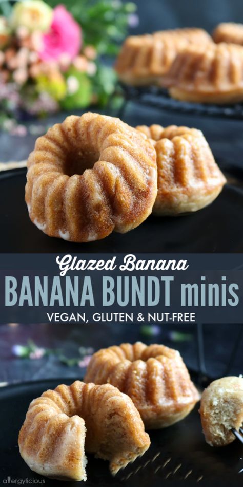 Banana Bread Mini Bundt Cake, Banana Bundt Cake Recipe, Mini Bunt Cake, Lemon Glaze Recipe, Mini Bundt Cakes Recipes, Bundt Pan Recipes, Banana Bundt Cake, Banana Bundt, Cake Banana