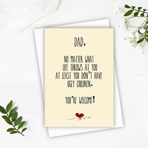 Fathers Day Notes From Daughter Funny, Funny Fathers Day Poems, Funny Fathers Day Cards From Daughter, Funny Dad Cards, Farther Days Card Quotes, Worlds Best Farter I Mean Father Card, Fathers Day Jokes, Father’s Day Memes Funny, Happy Fathers Day Card