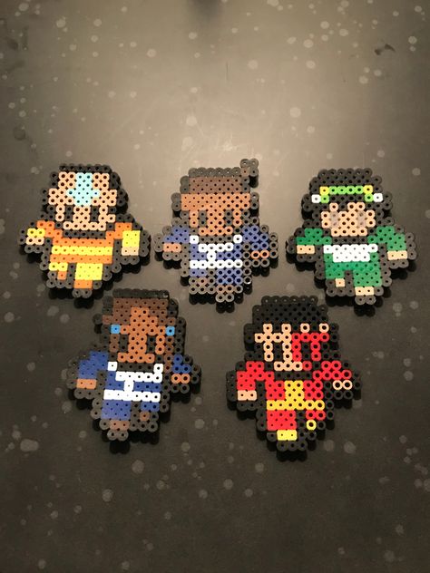 Collect this one-of-a-kind Team Avatar made from Perler Beads. Perler Beads Avatar, Avatar Perler Beads, Cartoon Perler Beads, Perler Bead Designs, Cartoon Network Characters, Keychain Ideas, Perler Ideas, Make Avatar, Drawing Cartoon Faces