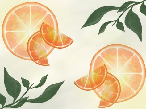 Citrus Drawing Simple, Citrus Drawing, Draw In Procreate, Drawing Fruits, Leaves Drawing, Drawing In Procreate, Drawing Simple, Fresh Orange, Draw Something