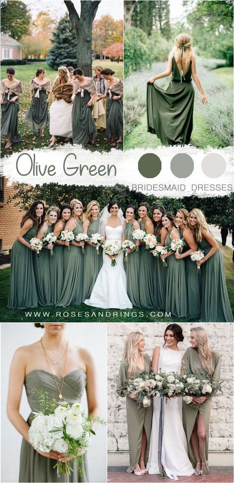 olive green bridesmaid dresses ideas #wedding #weddings #weddingcolors #greenweddings #rar Wedding Cake Olive, Olive Green Wedding, Olive Branch Wedding, Olive Green Bridesmaid Dresses, Olive Green Weddings, Green Wedding Cake, Bride Ideas, Wedding Color Ideas, Green Wedding Colors