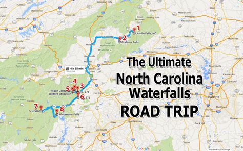 The Ultimate North Carolina Waterfalls Road Trip Is Right Here – And You’ll Want To Do It Nc Waterfalls, Cherokee North Carolina, Mountains Vacation, Road Trip Map, North Carolina Travel, Western Nc, Nc Mountains, Blowing Rock, North Carolina Mountains