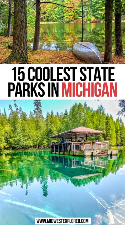 15 Coolest State Parks in Michigan Michigan Sand Dunes, Camping In Michigan, Michigan Michigan State, Michigan Travel Destinations, Michigan Camping, Michigan State Parks, Michigan Adventures, Michigan Road Trip, Michigan Vacations