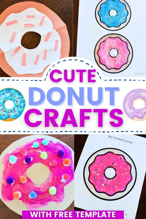 free donut template and donut craft ideas Donut Art Project For Kids, Donut Craft Preschool, Donut Crafts For Kids, Free Donut Printables, Donut Template, Donut Crafts, D Is For Donut, Printable Crafts For Kids, Donut Craft