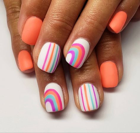 Summer Luminary Nails, Teacher Nail Ideas, Kids Summer Nails, Popsicle Nails, June Nail Art, Summertime Nails, Sprinkle Nails, June Nails, Acrylic Nail Designs Coffin