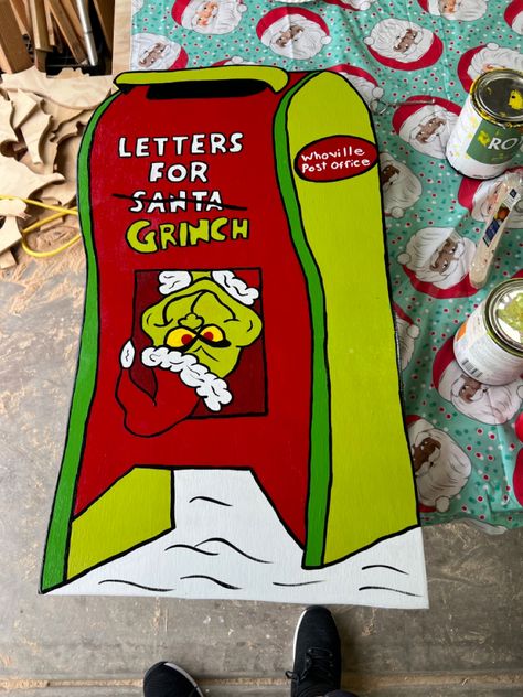 Whoville Mailbox, Grinch Yard Decor Outdoor Christmas, Grinch Sleigh, Grinch Themed Hallway, Whoville Hallway Decorations School, Diy Grinch Decorations Outdoor, Grinch Fireplace, Grinch Christmas Decorations Whoville Classroom, Whoville Tree