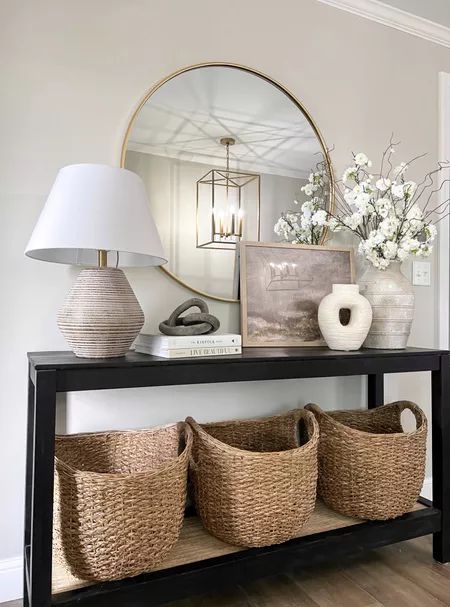 Console Table Decor Ideas, Entrance Table Decor, Hallway Table Decor, Console Table Decor, Entryway Decor Ideas, Entry Table Decor, White Console Table, Console Table Styling, Console Table Decorating