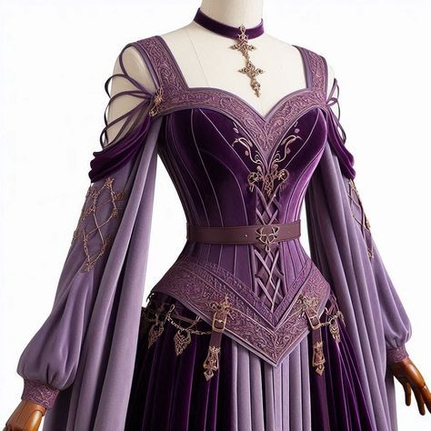 Fantasy Dress Reference, Purple Game Of Thrones Dress, Medevial Dresses Royal, Fantasy Fashion Inspiration, Fantasy Dresses Art, Fantasy Ball Outfits, Royal Fantasy Dress, Midevil Outfits Female, 3d Dress Design