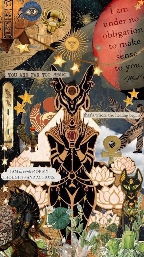 Bastet goddess collage Bastet Goddess Aesthetic, Dark Godesses, Bastet Goddess Art, Goddess Collage, Positive Manifestation Wallpaper, Goddess Wallpaper, Spiritual Baddie, Bastet Goddess, Afro Futurism