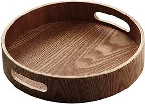 Kitchenware Ideas, Baking Store, Round Wood Tray, Office Desk Organizer, Dinner Tray, Coffee Snacks, Wood Items, Round Serving Tray, Tea Bar