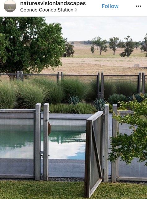 Pool Fencing Landscaping, Pool Fence Ideas, Fence Around Pool, Country Pool, Wooden Pool, Gabion Fence, Pool Gate, Pool Landscape Design, Building A Fence