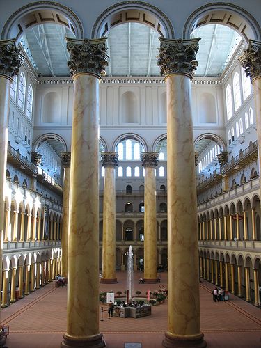 The lobby of the National Building Museum | Deborah Esrick | Flickr National Building Museum, The Lobby, The National, Lobby, Washington Dc, Lamp Post, Arch, Building, Quick Saves