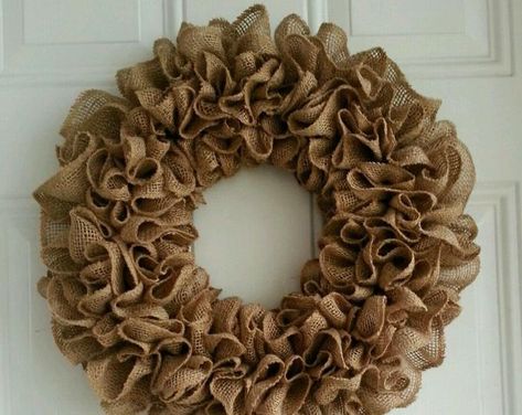 Burlap Ruffle Wreath, Second Wedding Anniversary Gift, Year Round Wreaths, Burlap Diy, Turquoise Wreath, Plain Wreaths, Ruffle Wreath, Round Wreaths, Easiest Burlap