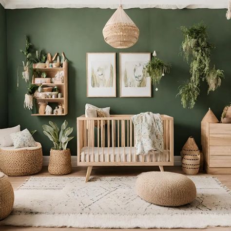 Forest Baby Rooms, Gender Neutral Nursery Inspiration, Green Baby Nursery, Green Nursery Boy, Nursery Inspiration Boy, Nursery Inspiration Neutral, Cozy Baby Room, Blue Nursery Boy, Gender Neutral Baby Nursery