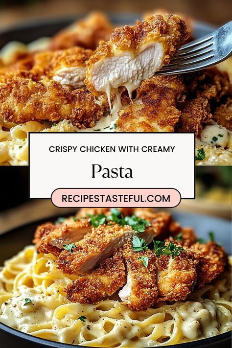 This Crispy Chicken with Creamy Pasta is a match made in heaven! Juicy, crispy chicken paired with a rich, creamy pasta sauce is the ultimate comfort food. Perfect for a family dinner or when you’re craving something indulgent and satisfying. Creamy Pasta Sauce, Chicken Pasta Recipes, A Match Made In Heaven, Match Made In Heaven, Creamy Pasta, Ultimate Comfort Food, Crispy Chicken, Made In Heaven, Creamy Sauce