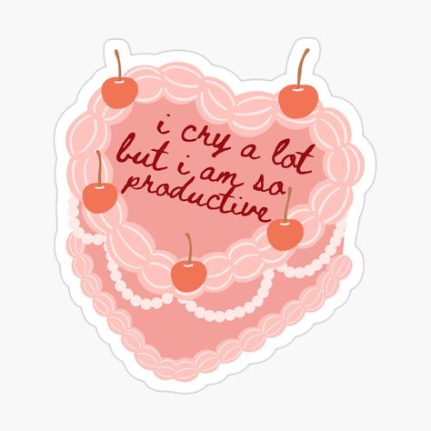 Get my art printed on awesome products. Support me at Redbubble #RBandME: https://www.redbubble.com/i/sticker/I-cry-a-lot-but-I-am-so-productive-cake-by-EllesBellesArt/161370639.JCQM3?asc=u I Cry A Lot But I Am So Productive, Ipad Pics, Clothes Painting, Corporate Girl, I Cry A Lot, Cake Sticker, Kindle Stickers, Cry A Lot, Cute Laptop Stickers