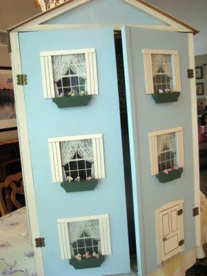 so cute to turn a cabinet into a dollhouse! Dollhouse Armoire, Dollhouse Cupboard, Bed Exercises, Cabinet Dollhouse, Armoire Diy, Upcycled Cabinet, American Girl House, Dollhouse Cabinet, Ikea Dollhouse