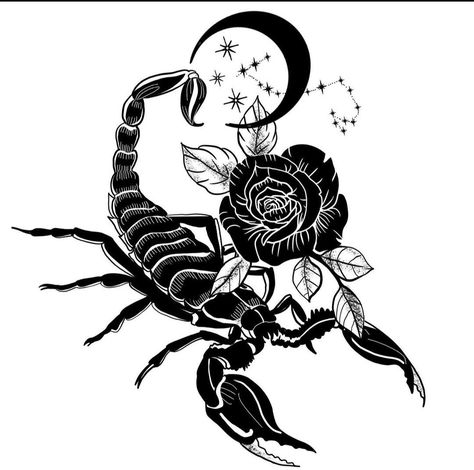 Scorpion Moon Tattoo, Scorpio Tattoos For Women, Goth Tattoo Designs, Constellation Scorpio, Cornrows Braids For Black Women, Goth Tattoo, Scorpio Tattoo, Full Sleeve Tattoo Design, Astrology Art