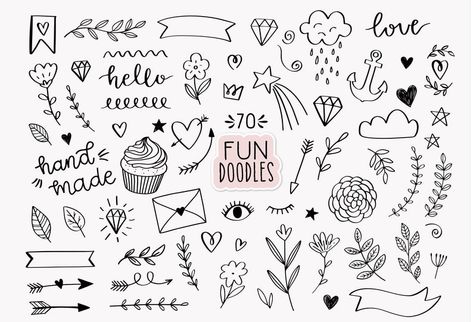 Doodles Hand Drawn clip art commercial use Valentine's | Etsy Journal Dividers, Paper Fern, Doodles Digital, Calendar Doodles, Journal Clipart, Valentine Doodle, Doodle Clipart, Hand Drawn Doodles, Bullet Journal Stencils