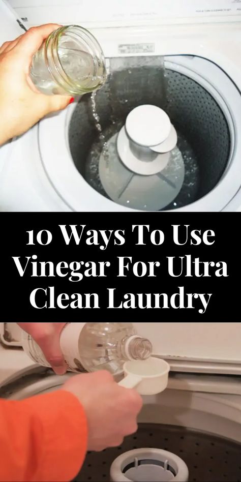 10 Ways To Use Vinegar For Ultra Clean Laundry Vinegar Washing Machine, Baking Soda In Laundry, Vinegar In Laundry, Baking Soda Benefits, Washing Detergent, Vinegar Uses, Laundry Washing Machine, Vinegar Cleaning, Washing Laundry