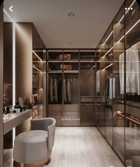 Walk In Wardrobe Design Modern, Luxe Walk In Closet, Dressing Room Modern Design, Walk In Wardrobe Ideas With Doors, Dream Dressing Room Walk In Wardrobe, Walkin Wardrobe Designs, Bedroom And Dressing Room Ideas, Walk In Closet Apartment, Wardrobe Room Ideas