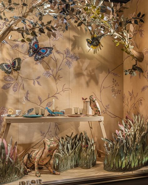 Enchanted Forest Creatures, Cordelia De Castellane, Enchanted Forest Decorations, Spring Window Display, Dior 2023, Fancy Shop, Window Designs, Store Window Displays, Spring Window