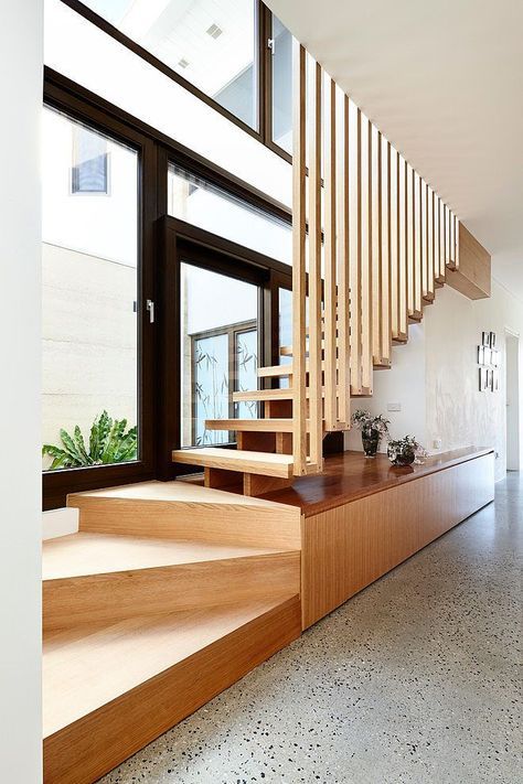 Northcote Hemp House by Steffen Welsch Architects Casa Open Space, Asma Kat, Diy Staircase, Escalier Design, Staircase Ideas, Exterior Stairs, Stairs Architecture, Staircase Decor, Floating Staircase