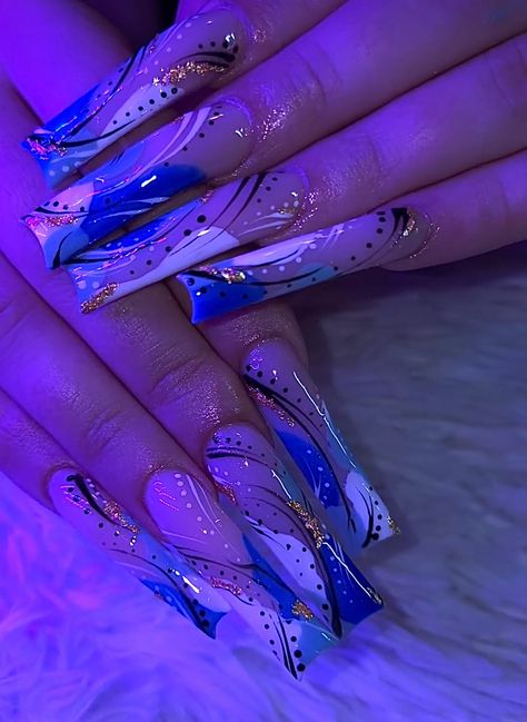 #nails #acrylic #acrylicnaildesigns #bluenails #xlnails #longnails Baddie Nails, Cute Nail Art Designs, French Acrylic Nails, Cute Nail Art, Dope Nails, Nails Acrylic, Acrylic Nail Designs, Blue Nails, Long Nails