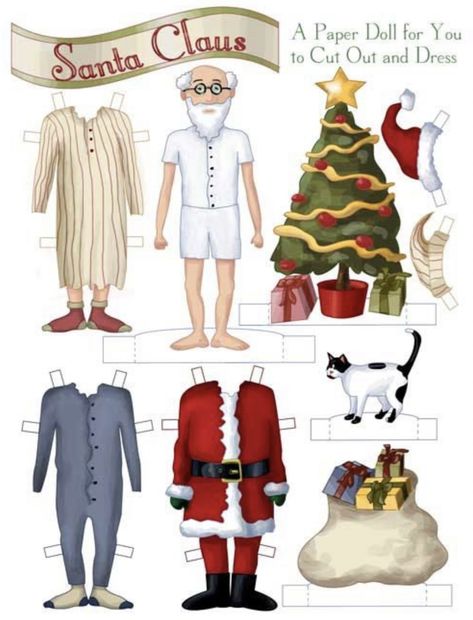 Paper Doll Christmas, Christmas Paper Dolls, Dolls Printable, Santa Claus Doll, Santa Doll, Disney Vintage, Paper Dolls Printable, Vintage Paper Dolls, Paper Toys