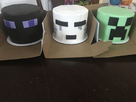 Enderman, ghast, and creeper Minecraft Birthday Cake Enderman, Ender Dragon Cake, Minecraft Cakes, Seventh Birthday, Ender Dragon, Minecraft Birthday Cake, Dragon Cake, Minecraft Cake, Minecraft Birthday