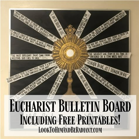 Faith Bulletin Board Ideas, Catholic Classroom Decor, Monstrance Craft, Psr Activities, Monstrance Catholic, Eucharist Art, Catholic Bulletin Boards, Catholic Classroom, Fall Sunday