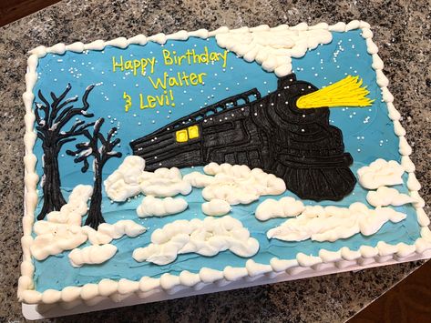 Polar Express Cake Ideas, Polar Express Birthday Cake, Polar Express Cake, Buttercream Sheet Cake, Birthday Boys, Polar Express, Cup Cakes, Sheet Cake, Birthday Cakes