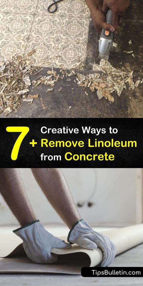 If your old linoleum looks drab and dated, it’s time to install a new floor. Learn how to remove vinyl flooring from a subfloor or concrete floor using a utility knife, floor scraper, and adhesive remover. #linoleum #remove #concrete Removing Old Linoleum Flooring, How To Remove Vinyl Flooring, Removing Linoleum Flooring, Remove Linoleum Flooring, Removing Vinyl Flooring, Removing Laminate Flooring, Cleaning Concrete Floors, How To Remove Adhesive, Concrete Grinder