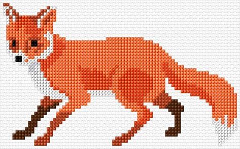 Dash Hound, Cross Stitch Tattoo, Fox Cross Stitch, Cross Stitch Calculator, Cross Stitch Necklace, Stitch Tattoo, Fox Crafts, Pixel Crochet, Winter Cross Stitch