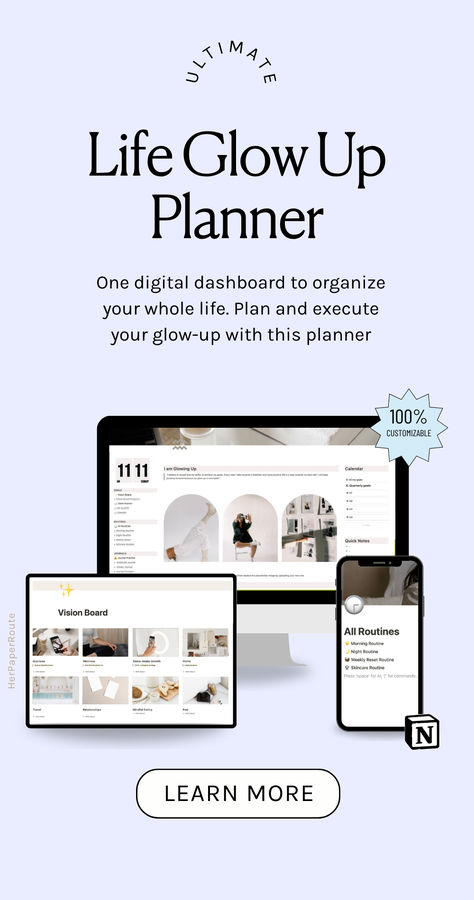 One digital dashboard to organize your entire life. Map out a complete vision board for your year, to discover your best self with our guided life planner kit. One digital dashboard to organize your entire life. Habit Tracker Notion, Birthday Party Planning Checklist, Glow Up Planner, Planner Monthly Layout, Life Planner Organization, Party Planning Checklist, Vision Board Kit, Digital Dashboard, Gratitude Journal Prompts