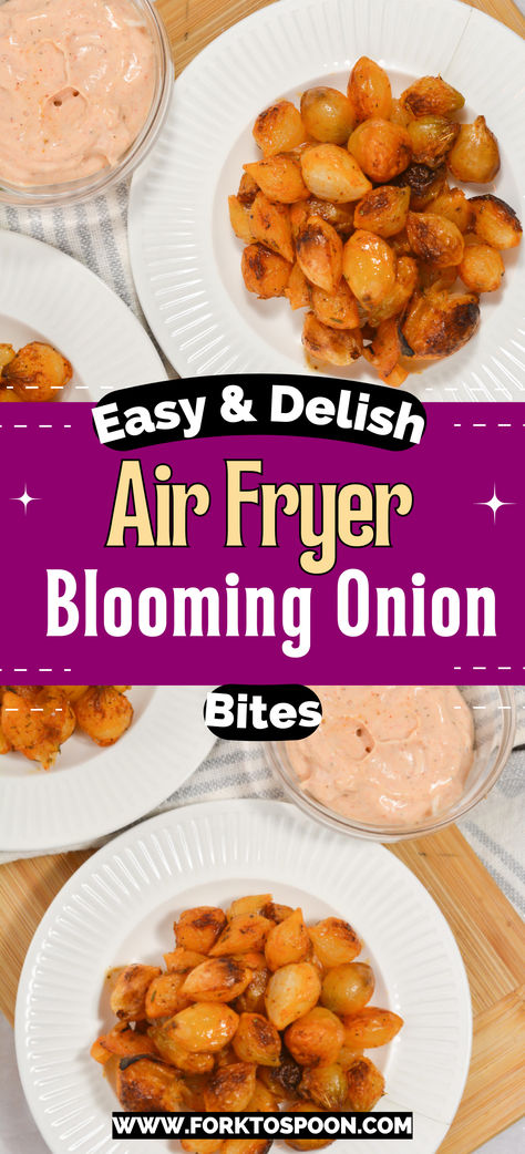 Looking for an appetizer that will wow your guests? Try these air fryer Blooming Onion Bites! They are easy to make and taste delicious. Plus, they are a healthy alternative to traditional onion rings. So give them a try today! Air Fryer Baby Blooming Onion, Healthy Blooming Onion Air Fryer, Baby Blooming Onions Air Fryer, Mini Air Fryer Blooming Onions, Mini Blooming Onion Air Fryer, Blooming Onion Recipe Air Fryer, Air Fryer Onion Petals, Blooming Onion Bites, Onion Bites