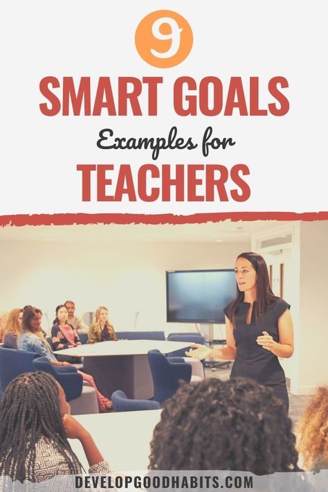 These SMART goal examples for teachers in 2021 will help provide teachers direction to achieve the goals they have for their students and even themselves. Smart goals for teachers classroom management | teacher professional goals examples | student learning smart goals examples via @HabitChange Professional Growth Plan, Professional Development Goals, Childcare Teacher, Smart Goals Examples, Goals Examples, Classroom Goals, Teacher Evaluation, Toddler Teacher, Goal Examples