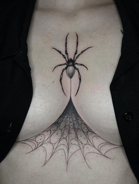 Spiderweb Underboob Tattoo, Spider Tattoo, Sunflower Tattoos, Sternum Tattoo, Chest Tattoo, Tattoo Inspo, Car Audio, Spider Web, Tattoo Art