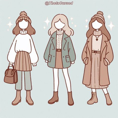 Winter Outfit Anime, Winter Outfit Drawing, Winter Outfits Drawing, Winter Clothes Drawing, Clothes Sketches, People Sketches, Outfits Anime, Easy Draw, Humanoid Creatures