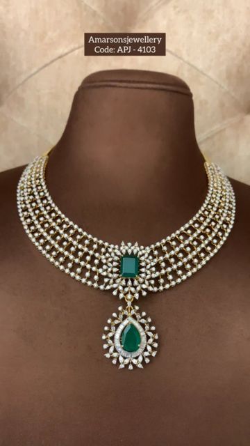 Amarsons Jewellery on Instagram: "Code: APJ - 4103🔥 VVS EF Certified Diamond Necklace Studded with Emerald @amarsonsjewellery 😍 ⠀⠀⠀⠀⠀⠀⠀⠀⠀⠀⠀⠀⠀⠀⠀⠀⠀⠀⠀⠀⠀.⠀⠀⠀ For any inquiry DM now👉: @amarsonsjewellery⠀⠀⠀⠀⠀⠀⠀⠀⠀⠀⠀⠀⠀⠀⠀⠀⠀⠀⠀⠀⠀⠀⠀⠀⠀⠀⠀⠀⠀⠀⠀⠀⠀⠀⠀⠀⠀⠀⠀.⠀⠀⠀ For More Info DM @amarsonsjewellery OR 📲Whatsapp on : +91-9966000001 +91-8008899866.⠀⠀⠀⠀⠀⠀⠀⠀⠀⠀⠀⠀⠀⠀⠀.⠀⠀⠀⠀⠀⠀⠀⠀⠀⠀⠀⠀⠀⠀⠀⠀⠀⠀⠀⠀⠀⠀⠀⠀⠀⠀⠀⠀ ✈️ Door step Delivery Available Across the World ⠀⠀⠀⠀⠀⠀⠀⠀⠀⠀⠀⠀⠀⠀⠀⠀⠀⠀⠀⠀⠀ .⠀⠀ #amarsonsjewellery #yourtrustisourpriority #kundanj Amarsons Jewellery, Instagram Code, Diamond Jewelry Necklace, Polki Jewellery, Kundan Jewellery, Gold Design, Jewelry Necklace, Diamond Jewelry, Diamond Necklace