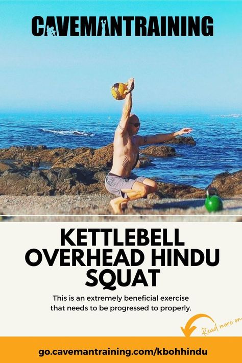 Learn more about Kettlebell Exercise Overhead Hindu Squat. >>> go.cavemantraining.com/kbohhindu Hindu Squats, Kettlebell Workouts, Kettlebell Training, The Hindu, Increase Flexibility, Kettlebell Workout, Kettlebell, Get Up, A Bad